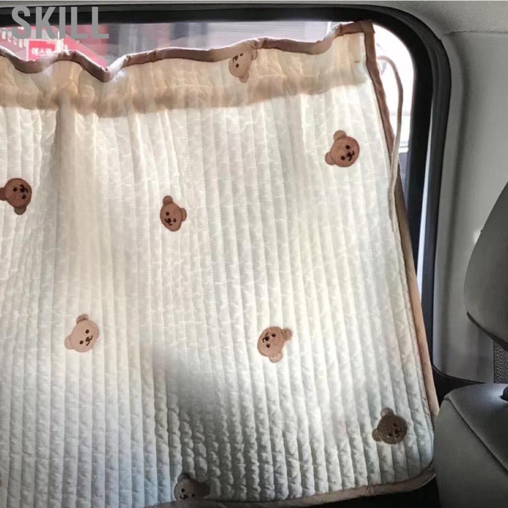 Skill Car Side Window Curtain Slide Cute Pattern Cotton Thicken Suction Cups Curtains for Sunshade
