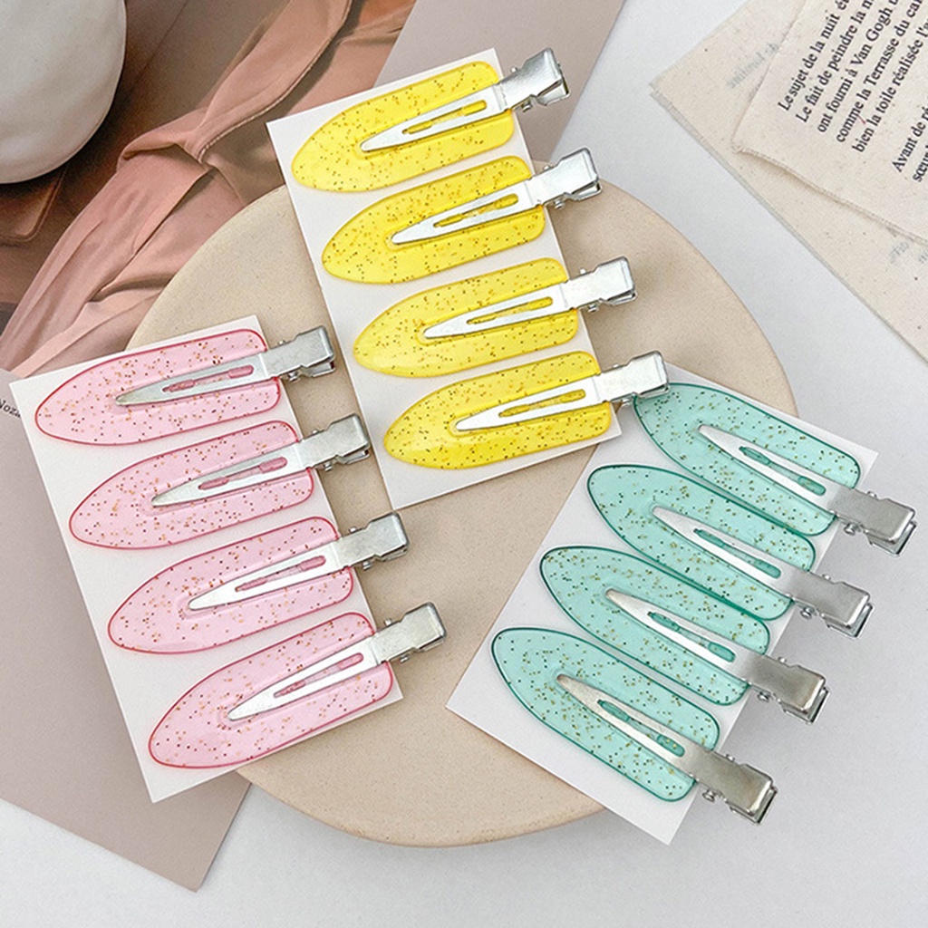 Bộ 4 Kẹp Tóc Không Đường May Siêu Nhẹ Bằng acrylic Màu Sắc Tươi Sáng Dễ Sử Dụng
