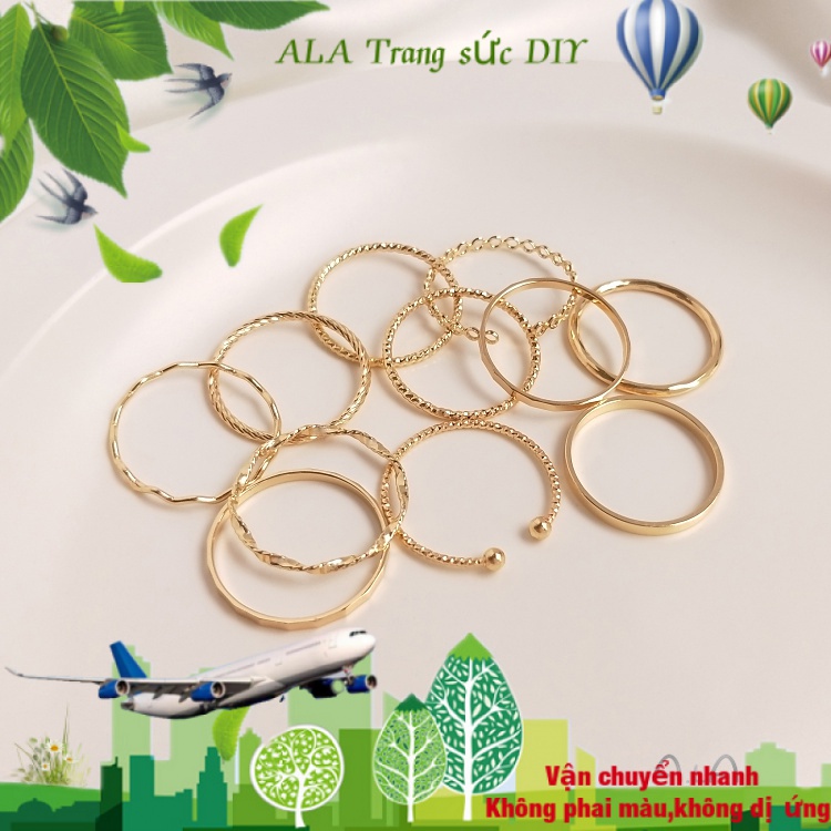 💖Trang sức DIY phụ kiện💖14K mạ vàng bảo vệ hàng loạt hoa sóng vòng đơn giản ins gió ngón tay kết hợp đuôi nhẫn nữ triều DIY nhẫn