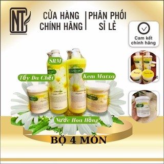 Bộ Chăm sóc da mặt Cao Cấp 4 món Hoa cúc: Sữa rửa mặt, Tẩy Da chết, Kem massage, Nước Hoa hồng,