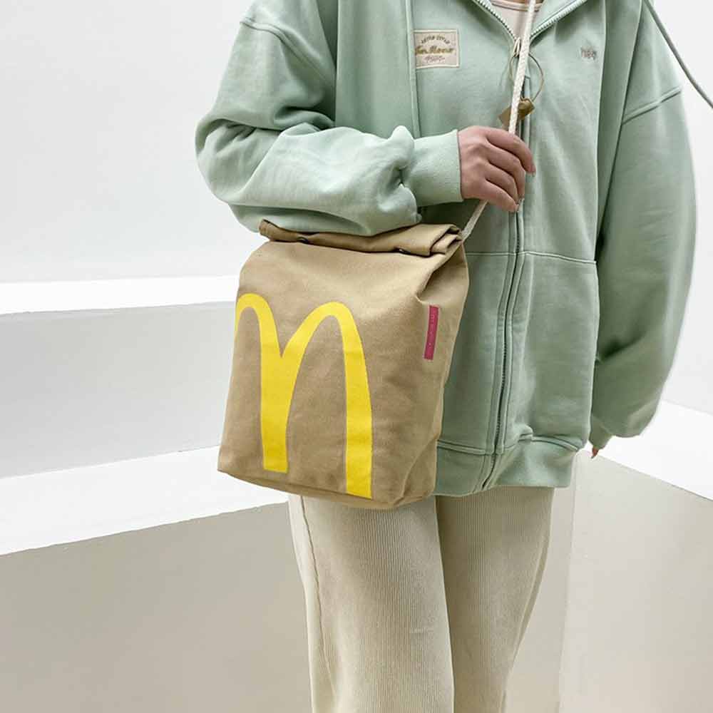 Mcdonald's School Bag Paper Backpack Female Large-Capacity College Students Class Leisure Little Red Book Sa