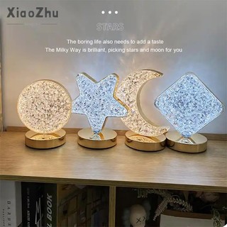 xiaozhubangchu Ngôi Sao Và Mặt Trăng Bầu Không Khí Đèn Bàn Cắm Trại Đèn Ngủ USB Sạc Cảm Ứng Đèn Ngủ Cho Phòng Ngủ