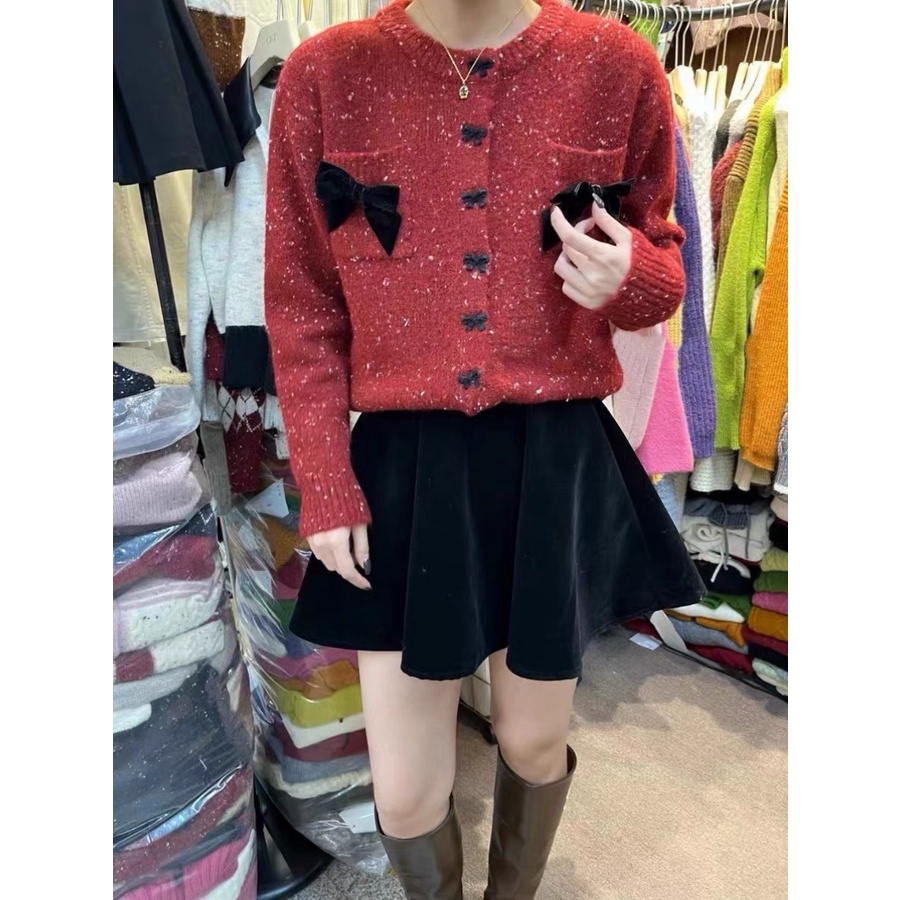 ÁO CARDIGAN LEN ĐÍNH NƠ ULLZANG