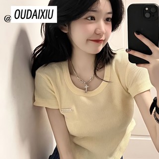 OUDAIXIU áo phông áo thun nữ croptop baby tee Thời trang hàn quốc A29J18K