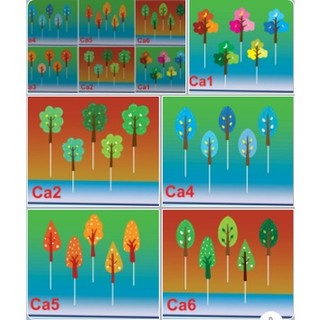 Set 5 hình giấy lá cây trang trí bánh