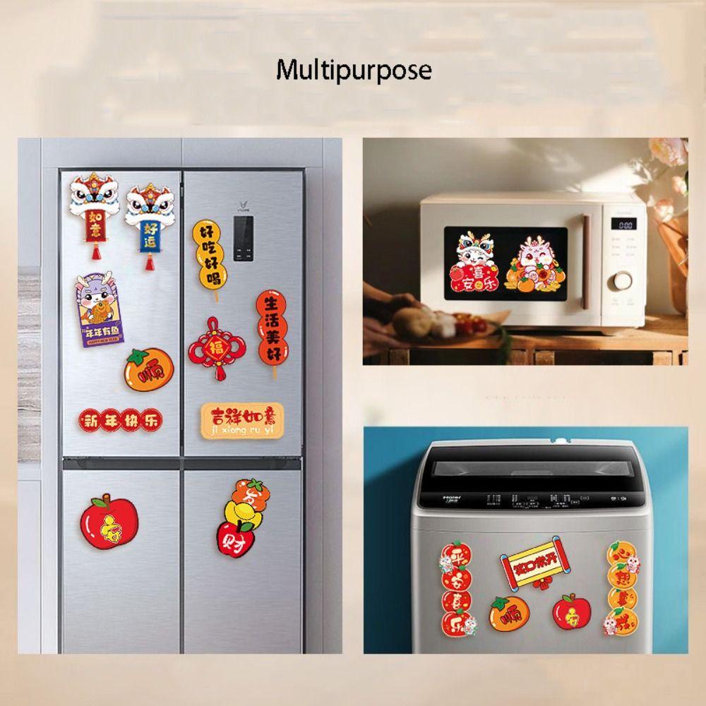 Kenton set 6 Sticker Dán Tủ Lạnh Trang Trí Hình Rồng Năm Mới Không Để Lại Dấu Vết