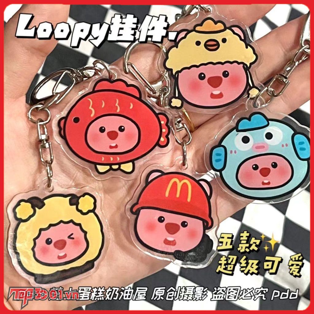 Dễ Thương Loopy Ít Hải Ly Móc Khóa Acrylic Dễ Thương Học Mặt Dây Chuyền Sinh Viên Tặng-top3C01