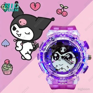 Đồng hồ Kuromi Melody Đèn LED Đồng hồ trẻ em dành cho bé trai bé gái Đồng hồ Analog Flash đầy màu sắc