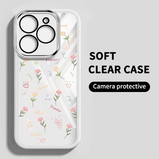 Ốp Điện Thoại Chống Sốc Cho Infinix Hot 50i Hot 50 4G 5G Hot 40 Pro Tecno Spark 20 Pro KJ6 X6720 X6882 X6531B X6837 X6836 Ốp Điện Thoại Hoa Tươi Nhỏ Có Ống Kính