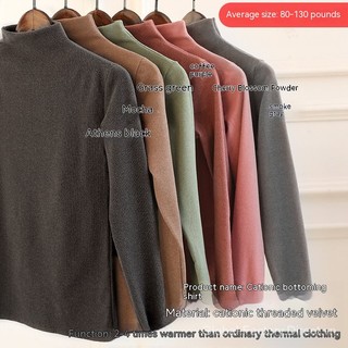 Áo Thun Nhung Dày Cổ Lọ Màu Trơn Phong Cách Đức Thời Trang Thu Đông Cho Nữ