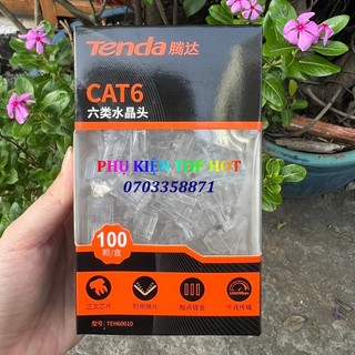 Đầu mạng Tenda RJ45 TEH5E010 Cat5e / TEH60010 Cat6 Mạ Vàng chống oxy hóa (Hộp 100 con)