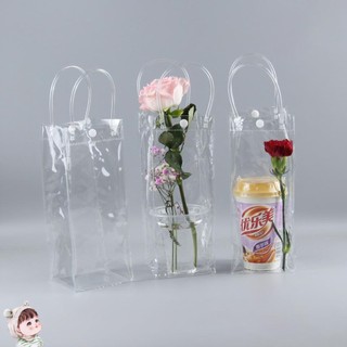 Túi Đựng Bó Hoa Bằng PVC Trong Suốt Có Tay Cầm Trang Trí Lễ Hội HAPPY