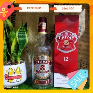 Vỏ chai rượu ngoại chivas 12, full box chuẩn chính hãng,