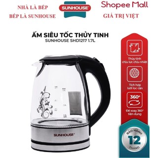 Ấm siêu tốc thủy tinh sunhouse shd1217 dung tích 1.7l