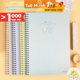 Vở B5 giấy dotgrid 80/120/200 trang bìa nhựa lò xo kép sổ Klong Ruột chấm bìa màu Pastel