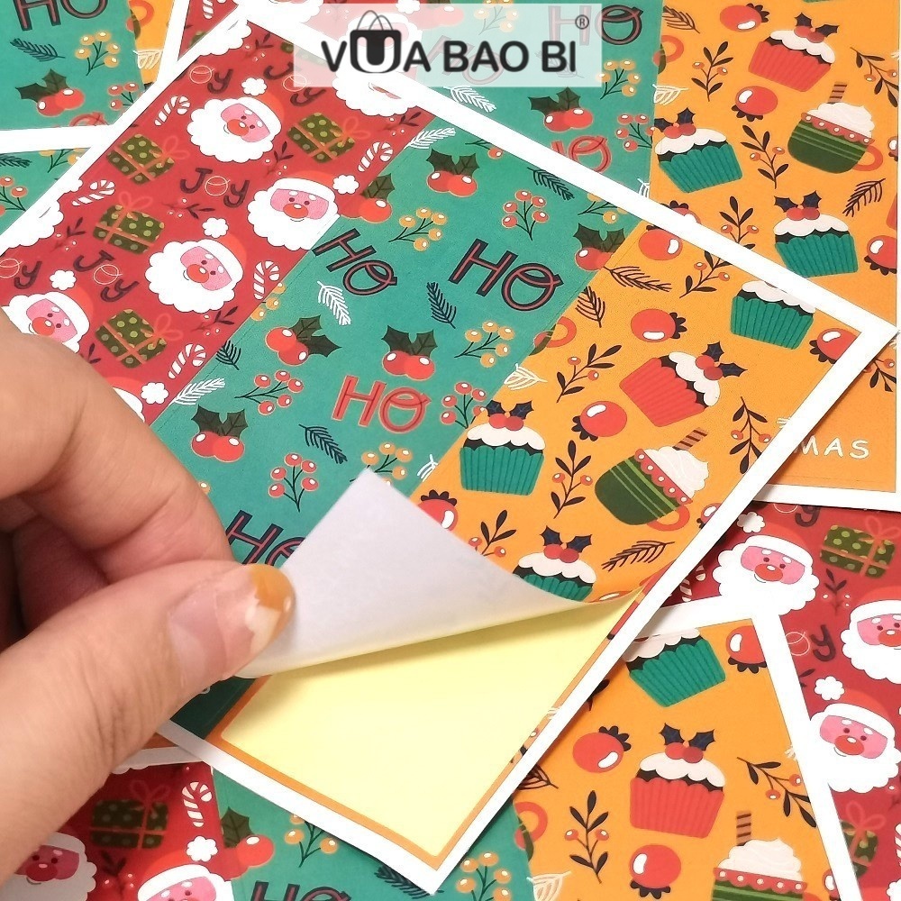 30 tem 3x9cm TE31 Decal dán giáng sinh,sticker Noel dán hộp quà tặng, niêm phong bao bì trang trí