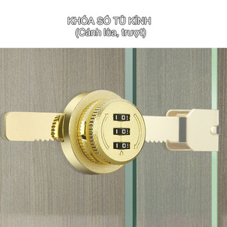 Khóa số tủ kính bằng hợp kim K8307, cánh không khung trượt-lùa, có nhiều màu tùy chọn