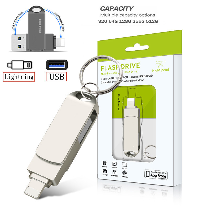 Ổ ĐĩA USB 2 Trong 1 iOS & USB 3.0 1TB 2TB Cho iPhone / PC