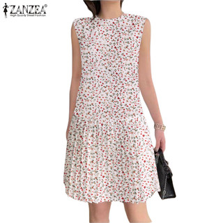 Zanzea Váy một mảnh in hoa không tay thời trang Hàn Quốc dành cho nữ