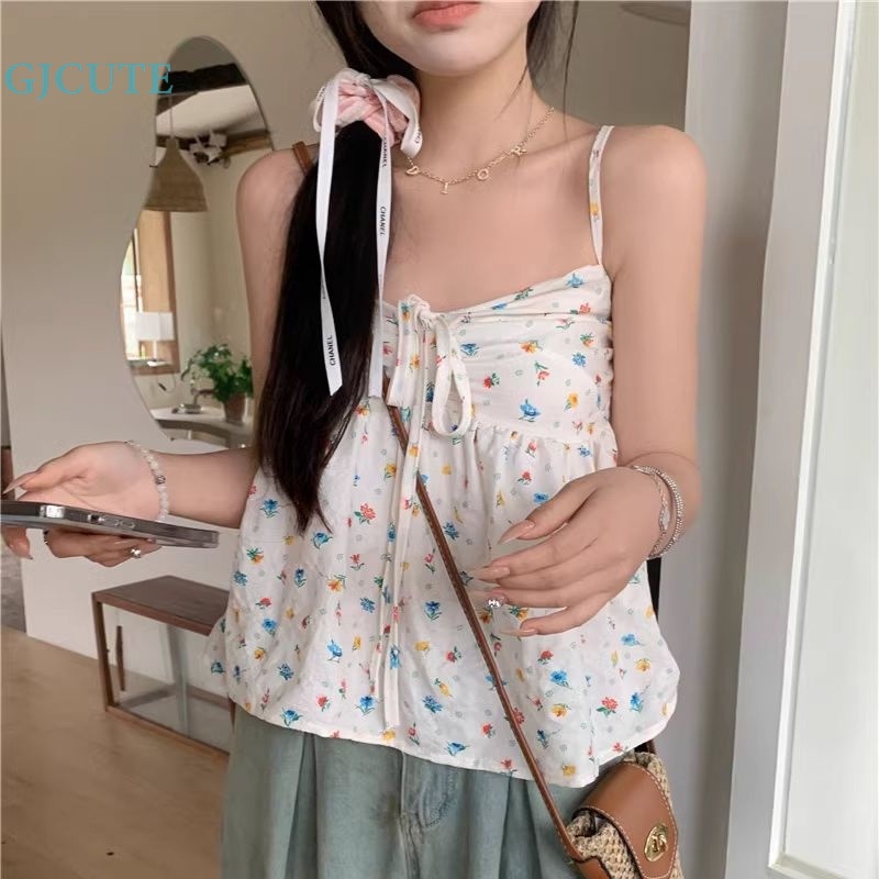 Áo Hai Dây Dáng Rộng In Hoa Thời Trang Mùa Hè Cho Bạn Gái