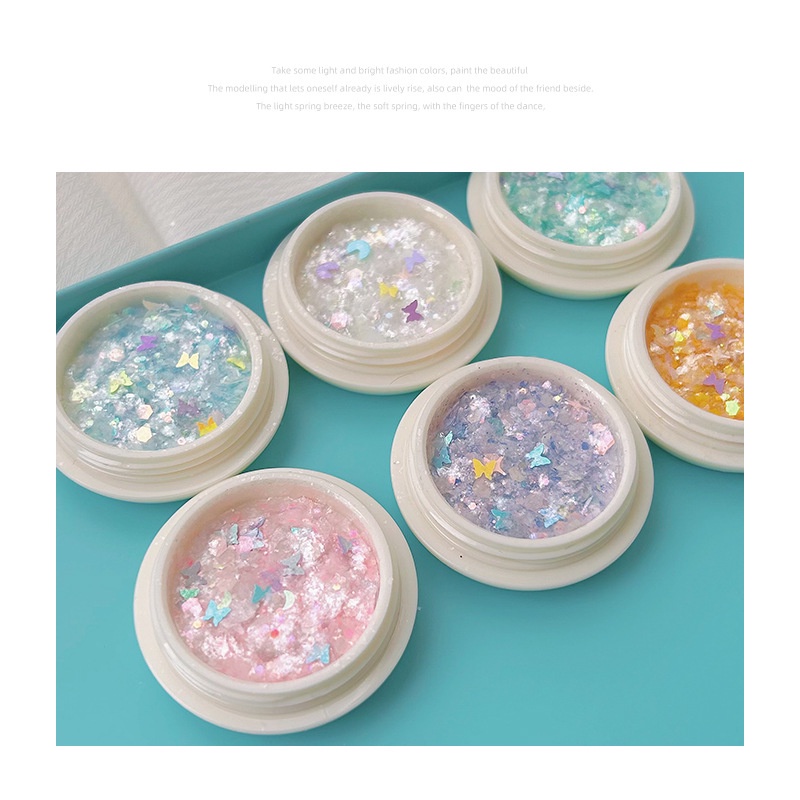 Sequin Trang Trí Móng Tay Hình Bướm Hồng Lấp Lánh Siêu Mỏng