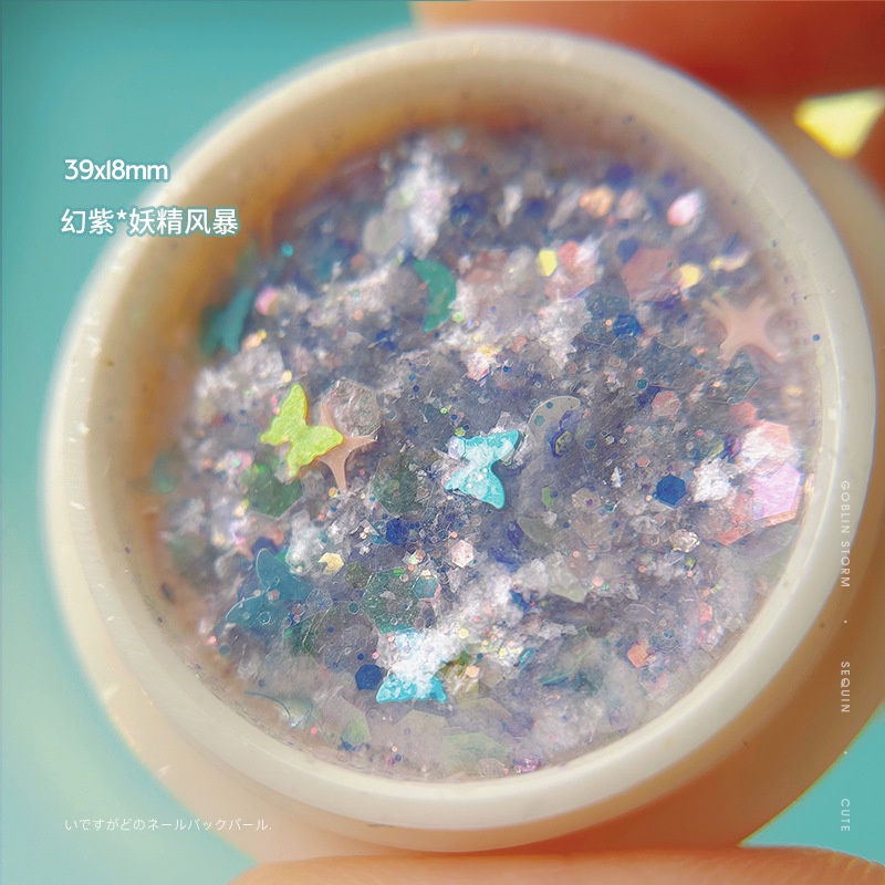 Sequin Trang Trí Móng Tay Hình Bướm Hồng Lấp Lánh Siêu Mỏng