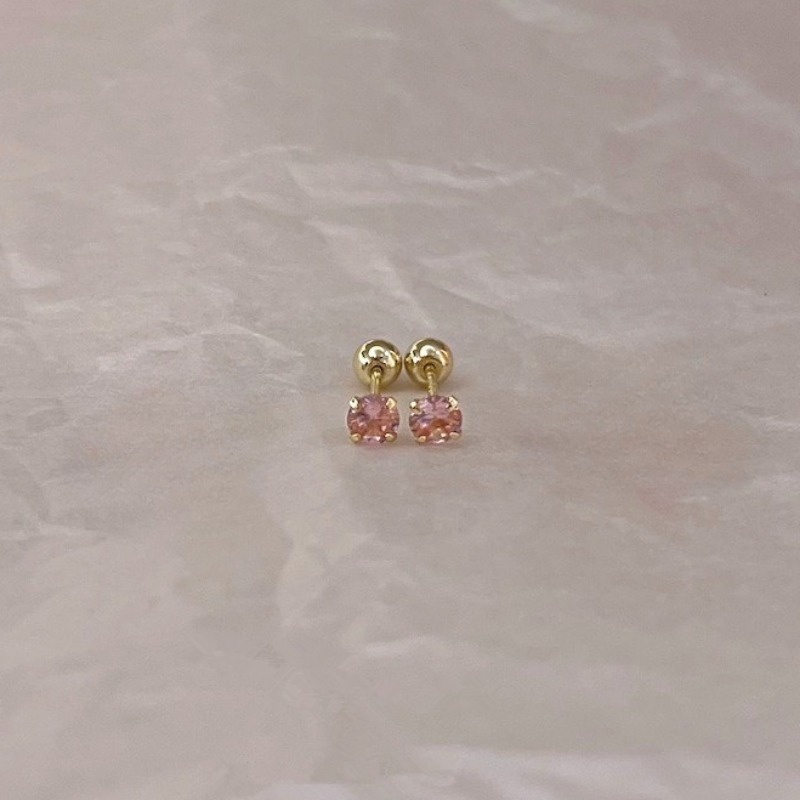 We flower Khuyên Tai Quả Cầu Pha Lê Hồng 3mm Không Gây Dị Ứng Thanh Lịch Cho Nữ