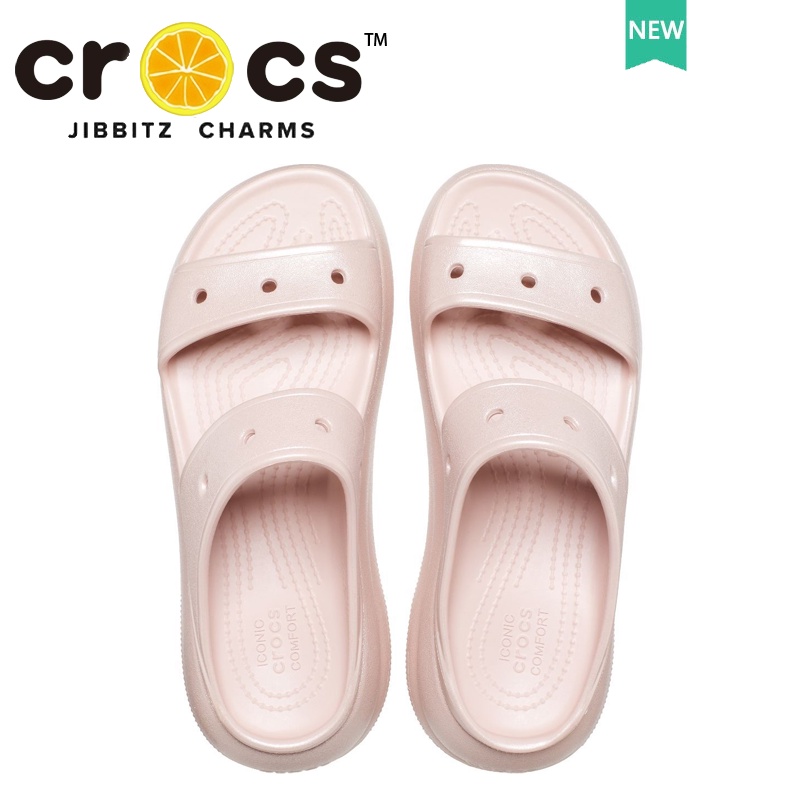 Croc shimmer giày sandal nữ đế cao #2086026