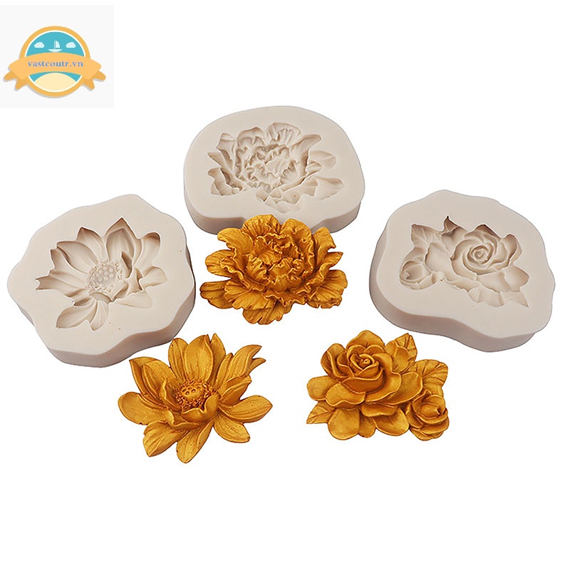 1 Khuôn Silicon Hình Hoa Mẫu Đơn / Hoa Sen / Hoa Hồng Trung Quốc vn