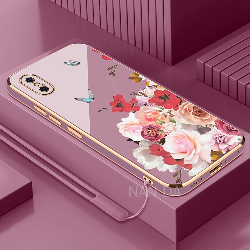 ốp lưng iphone x s iphone xr iphone xs max Ốp Điện Thoại Silicon Mềm Mạ Điện Họa Tiết Hoa Hồng Và Bư