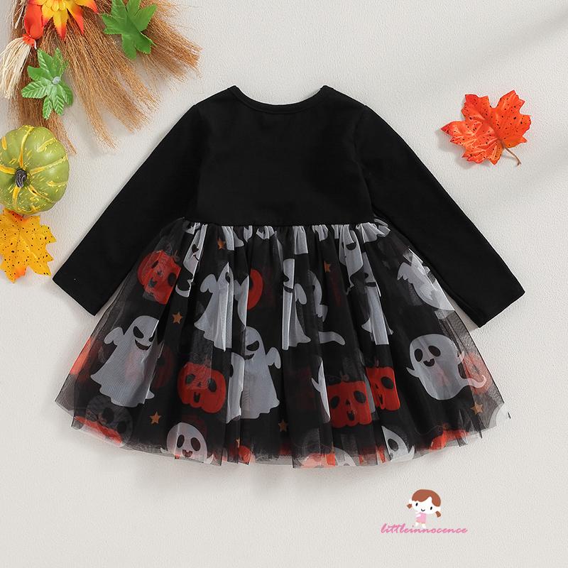Đầm Xòe Tay Dài Cổ Tròn Hóa Trang halloween Cho Bé Gái