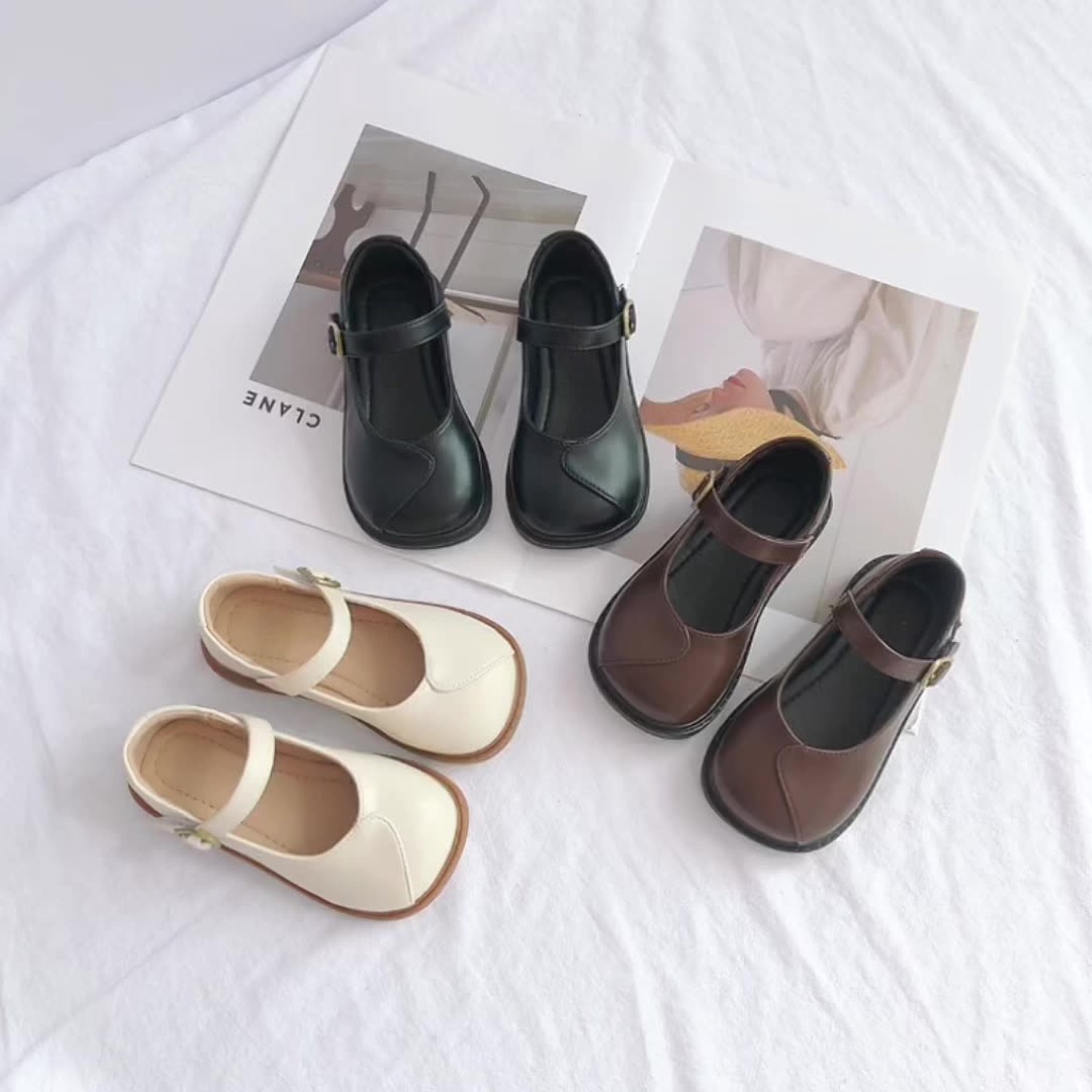 Giày Da Công Chúa Phong Cách Anh Quốc Cho Bé Gái