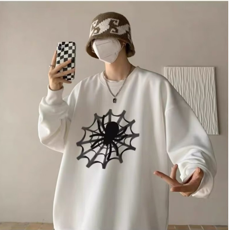 Áo sweater Dáng Rộng In Chữ Nhện Cá Tính Cho Nam