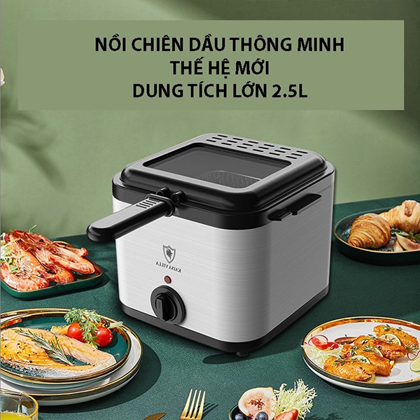 Nồi Chiên Ngập Dầu Gia Đình ⚡ CHÍNH HÃNG ⚡ Bếp Chiên KAISA VILLA 2.5L Làm Chín Thức Ăn Nhanh Chóng - Bảo Hành 12 Tháng