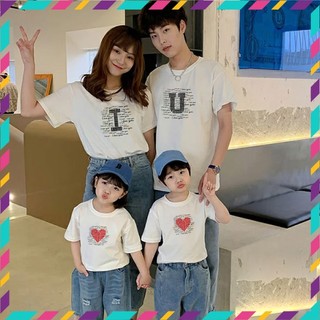 Áo thun gia đình 3 4 5 người set đồ đồng phục đi chơi du lịch biển in I U và trái tim  -gd298- KTQN TSHIRT AND UNIFORM