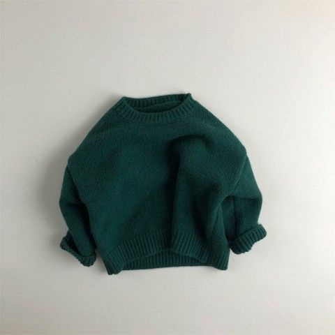 Áo sweater Cổ Tròn Màu Trơn Phong Cách Hàn Quốc Thời Trang Thu Đông Cho Bé