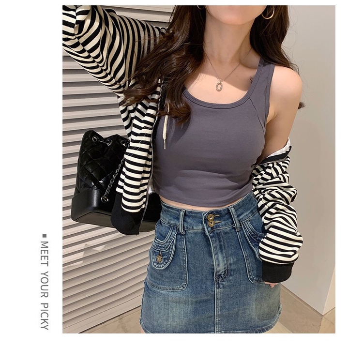 Áo tank top Sát Nách Vải cotton Thiết Kế Hở Lưng Quyến Rũ Cho Nữ