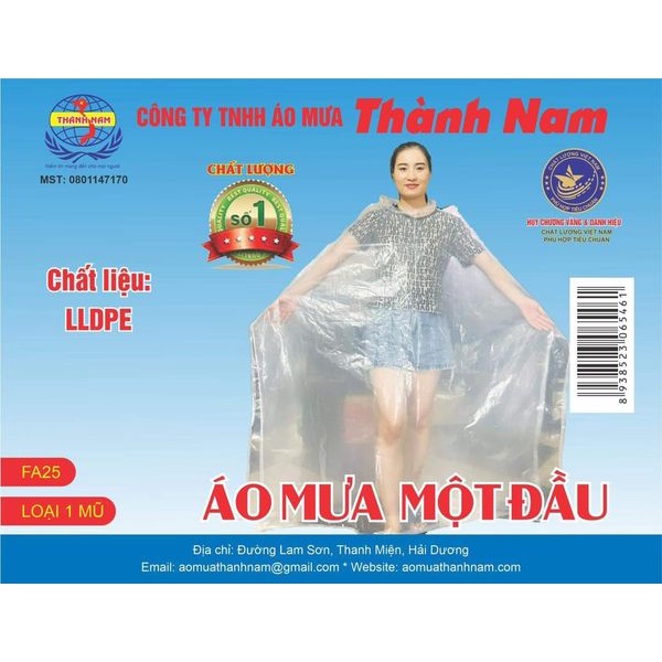 Áo mưa trong suốt 1 đầu