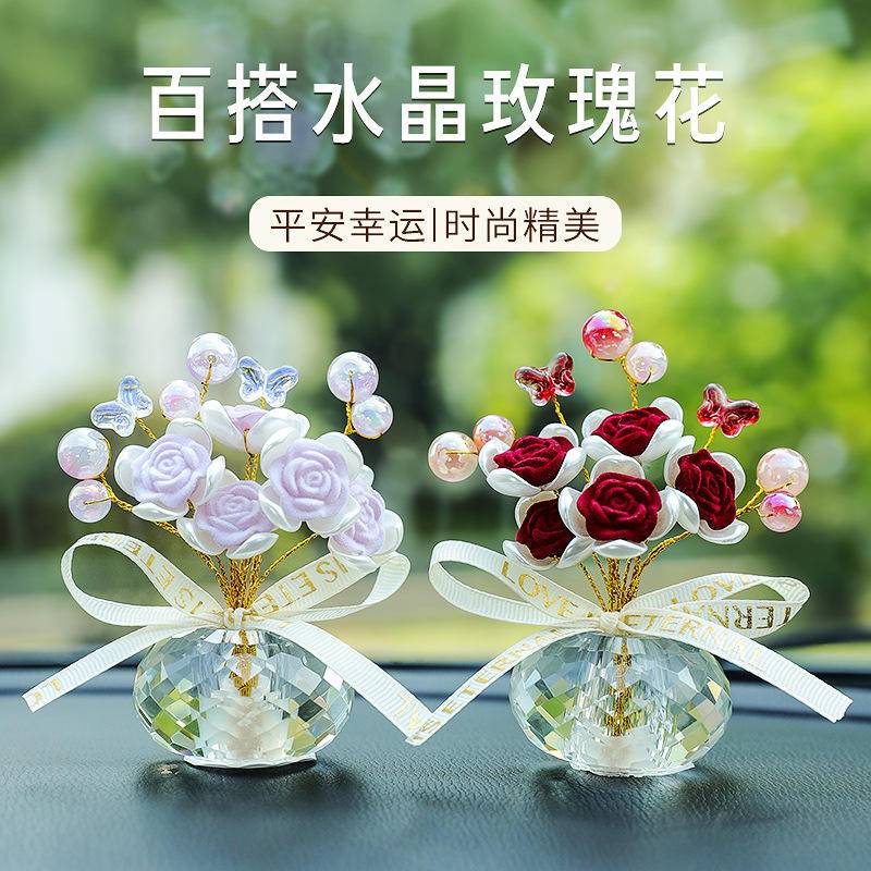 Mới Hoa Hồng Pha Lê Trang Trí Nội Thất Xe Hơi