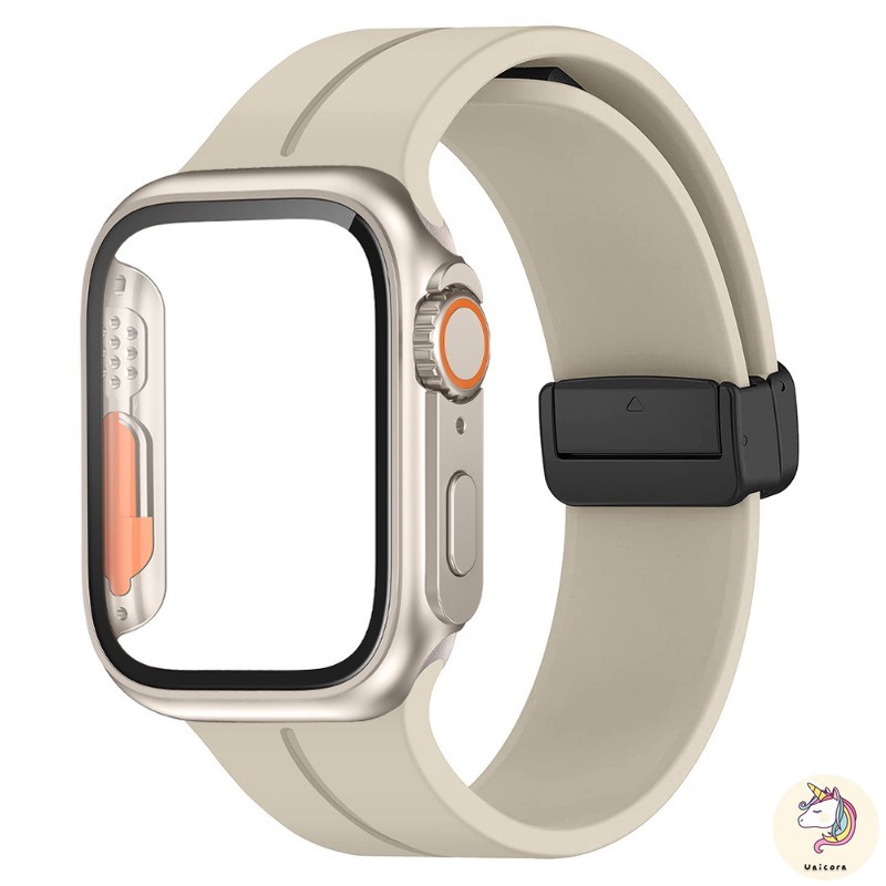 Ốp Dây Đeo silicone Khóa Nam Châm Cho Đồng Hồ Thông Minh apple watch 44mm 45mm 41mm 40mm iwatch series 8 se 7 6 5 4