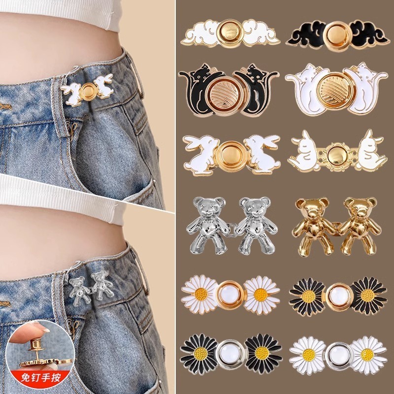 Trâm Cài Áo Kim Loại Hình Gấu Và Hoa Phong Cách Hàn Quốc