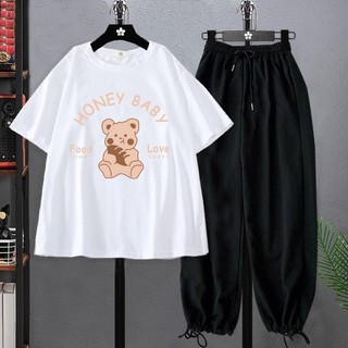 Quần áo nữ, set áo gấu honey baby kèm quần bom chun gấu