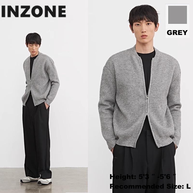 Áo Khoác cardigan Dệt Kim Dáng Ôm Phối Khóa Kéo Đôi Phong Cách Hàn Quốc Cho Nam Giới