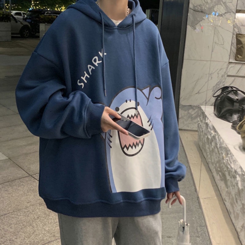 Áo hoodie Nam In Hình Cá Mập Phong Cách Hàn Quốc Mới