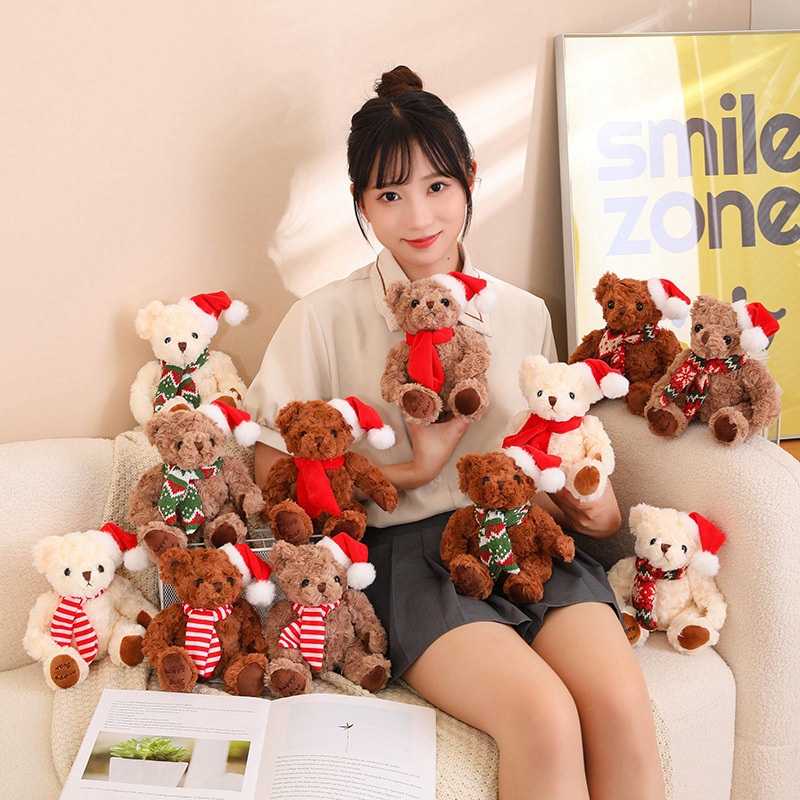 Gấu Bông teddy Với Khăn Choàng Và Mũ Ông Già Noel Dễ Thương Cho Bé Gái