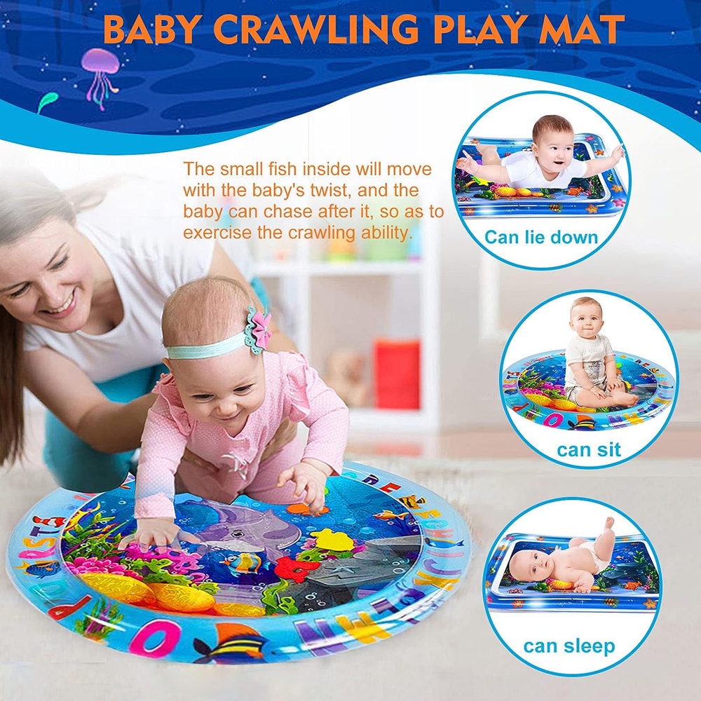 Thảm Nước Hình Tròn Bơm Hơi Cao Cấp Cho Bé Sơ Sinh