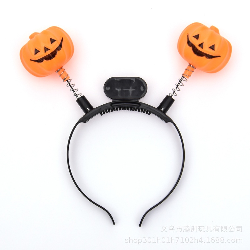 Yb3 Băng Đô Cài Tóc Bằng Nhựa Có Đèn led Phát Sáng Hình Bí Ngô Trang Điểm halloween Kinh Dị