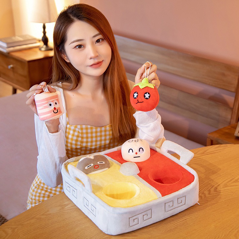 Đồ chơi Hot Pot Plush giả vờ nấu ăn đồ chơi nhà bếp thú vị đồ chơi gối cho trẻ em món quà sáng tạo