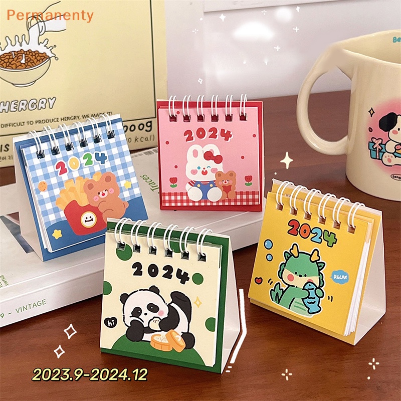 Lịch Để Bàn mini 2024 kawaii Hình Động Vật Hoạt Hình Dễ Thương Để Bàn Ghi Chú Lập Kế Hoạch Hàng Ngày