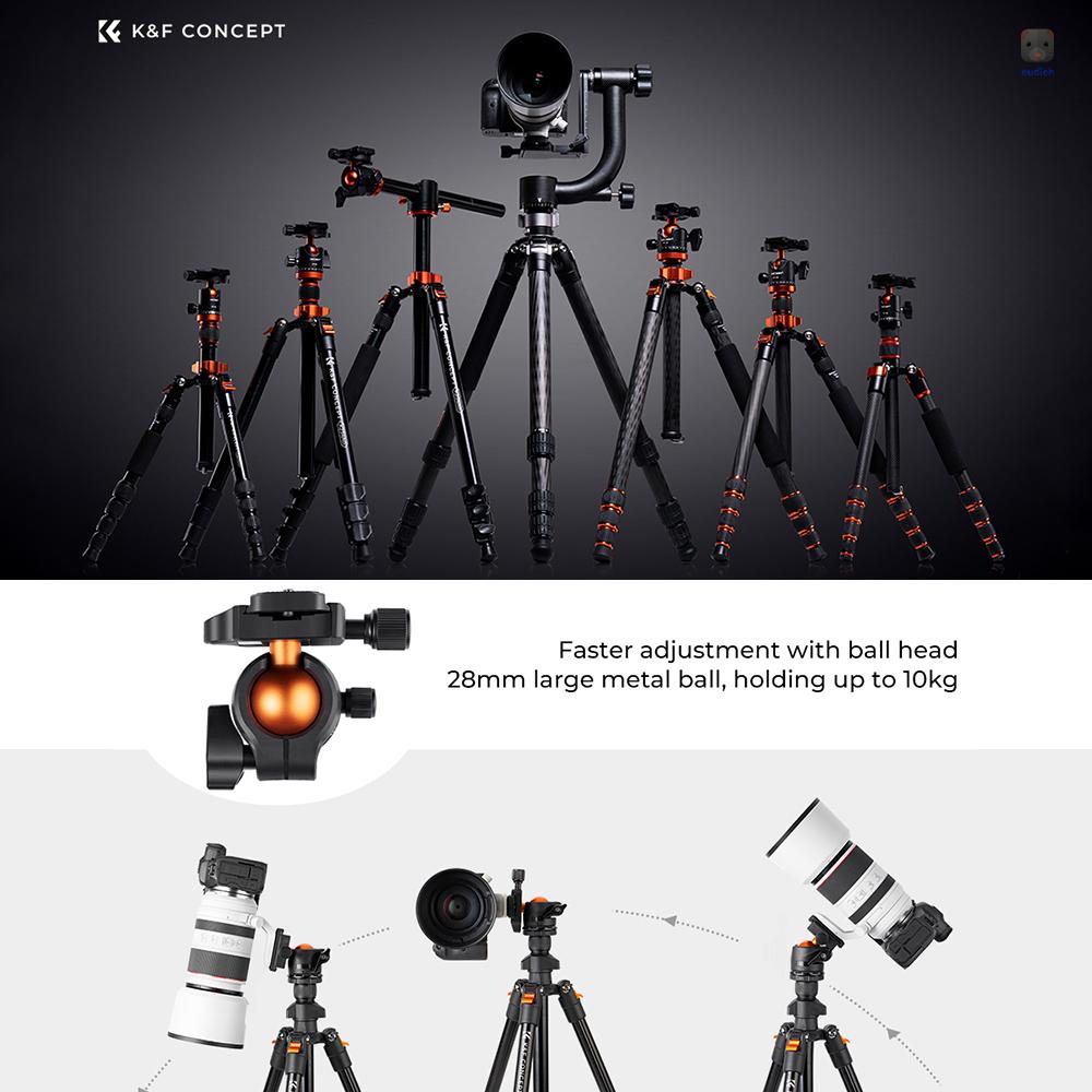 Giá Đỡ Ba Chân Bằng Hợp Kim Nhôm 160cm / 62.99 max. k & f Cho camera Hành Trình Chân Máy Ảnh tripod 8kg / 17.64lbs Góc Thấp Có Túi Đựng Cho Máy Ảnh dslr 8kg / 17.64lbs